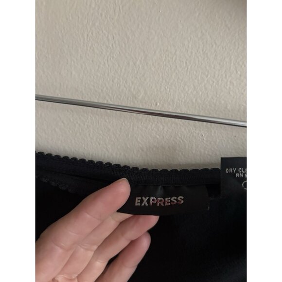 Y2k Express Black Chiffon Silk Full Skirt Lined Lettuce Hem Slit Medium - Picture 5 of 10